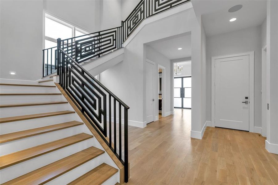 Modern wrought iron and glass door