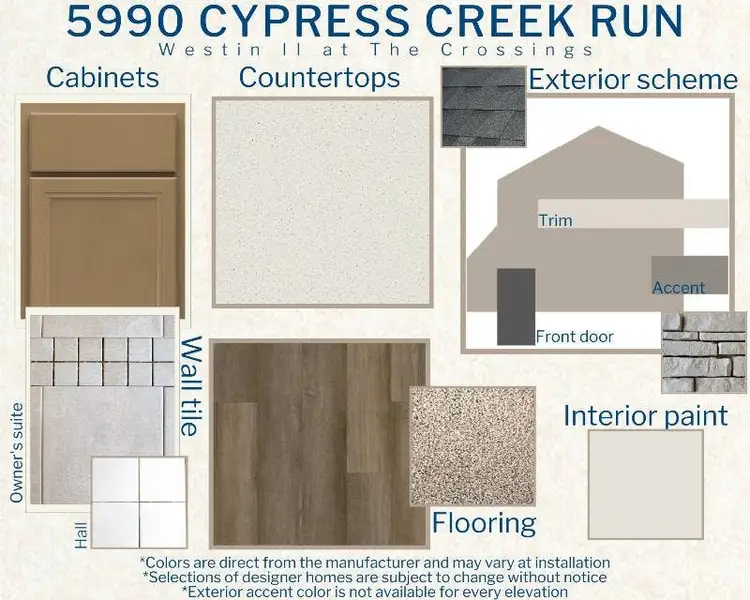 Westin II - Colors for this home Westin II - Colors for this home