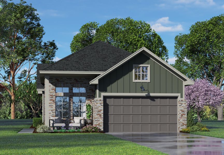 Representative exterior photo of a completed home built from the Tanlay – Chateau Collection by Chesmar Homes in Jordan Ranch, Pattison, TX (Image 2). Representative exterior photo of a completed home built from the Tanlay – Chateau Collection by Chesmar Homes in Jordan Ranch, Pattison, TX (Image 2).