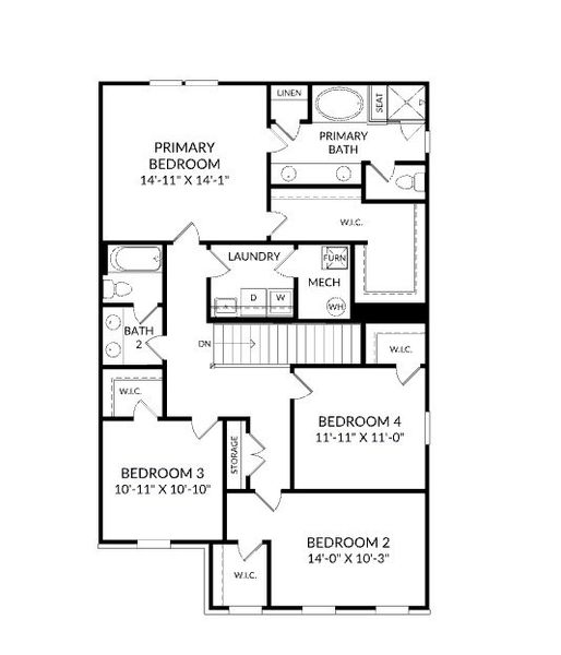 2D floor plan layout for the The Tyndall by Stanley Martin Homes in Rhodes Glen, Lawrenceville, GA (Image 4).