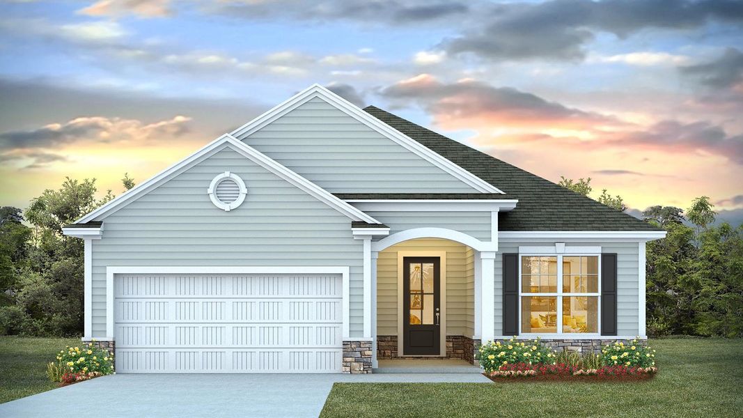 Representative exterior photo of a completed home built from the EATON by D.R. Horton in Rich Square at Brunswick Plantation, Ash, NC (Image 16). Representative exterior photo of a completed home built from the EATON by D.R. Horton in Rich Square at Brunswick Plantation, Ash, NC (Image 16).