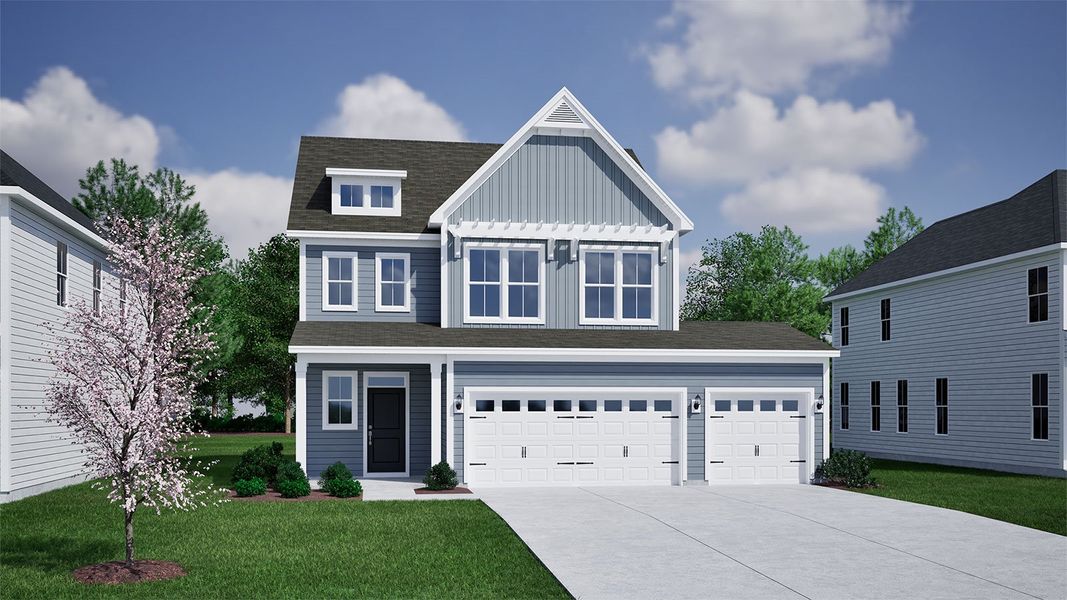 Representative exterior photo of a completed home built from the Ashley - Vanguard Collection by Mungo Homes in Porter Ridge, Elgin, SC (Image 10).