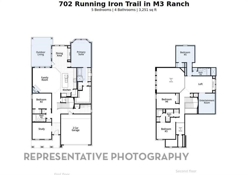 2D floor plan layout of this home in M3 Ranch, Mansfield, TX (Image 2).