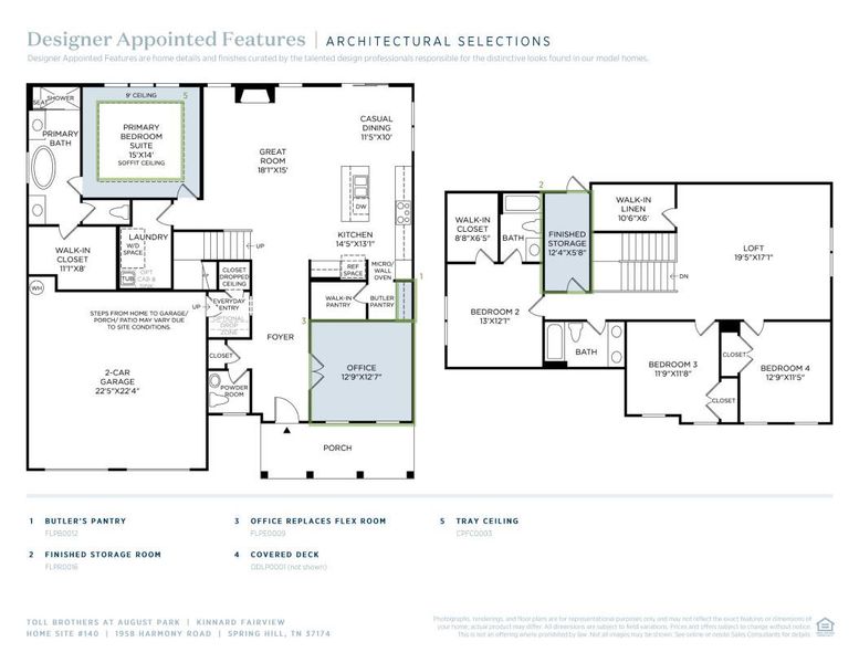 2D floor plan layout of this home in Toll Brothers at August Park, Spring Hill, TN (Image 4).