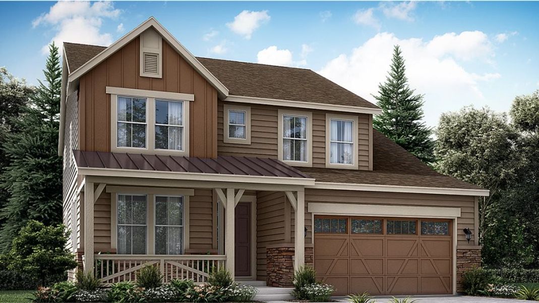 Front exterior of a new home in Willow Bend, Thornton, CO, highlighting curb appeal (Image 1). Front exterior of a new home in Willow Bend, Thornton, CO, highlighting curb appeal (Image 1).