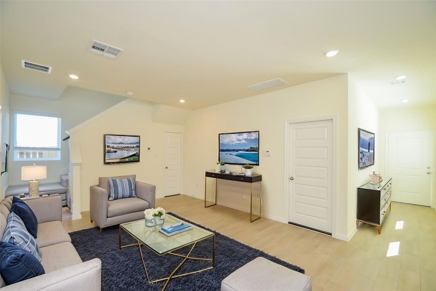 The multiple doors provide convenient access to other areas of the home.