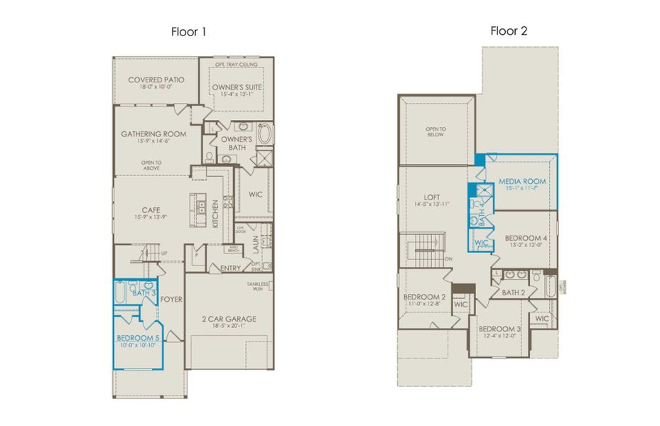 2D floor plan layout of this home in Anna Town Square, Anna, TX (Image 4).