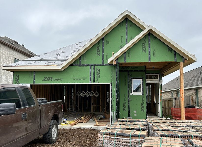 In-progress construction of a new home in Legacy at Lake Dunlap, New Braunfels, TX (Image 16).