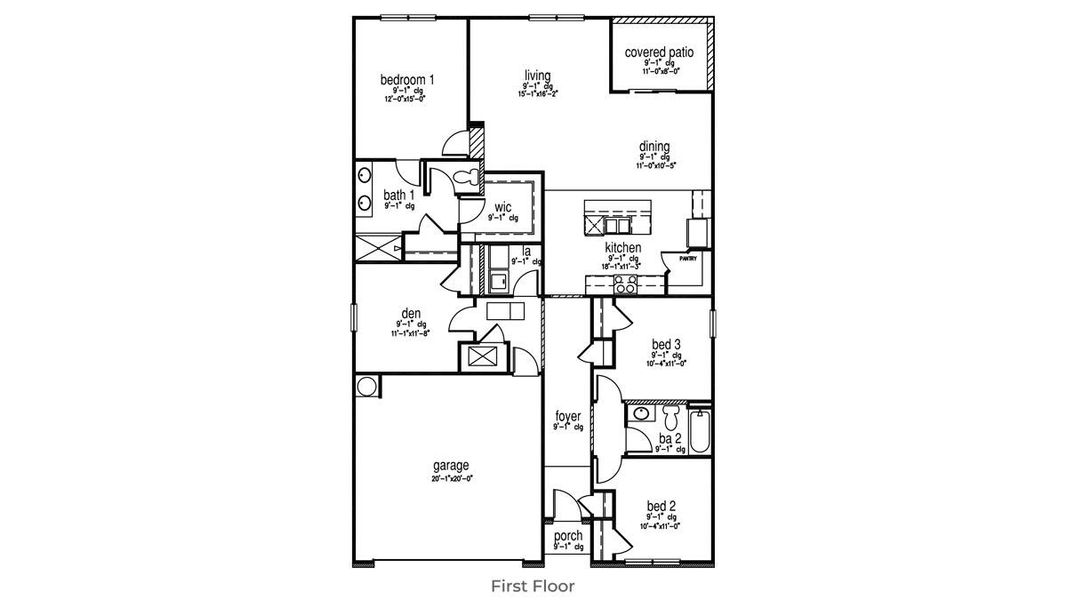 2D floor plan layout of this home in Pineview North, Summerville, SC (Image 2).