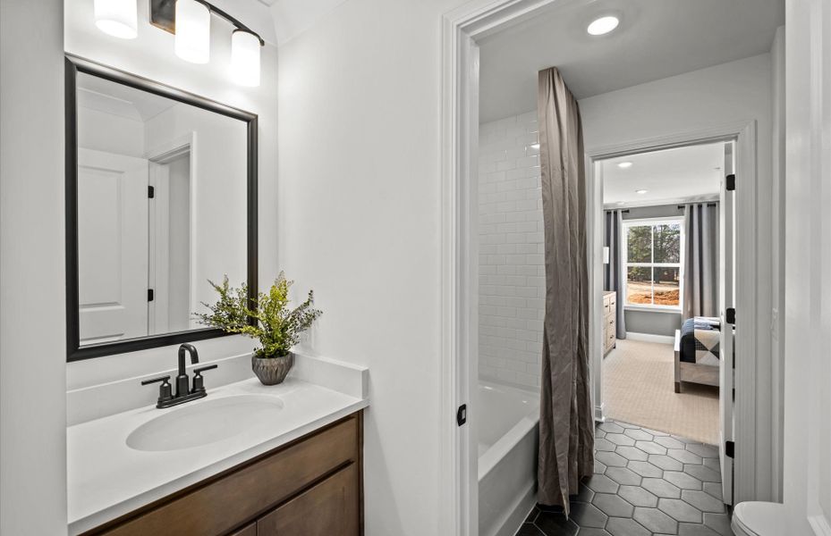 Furnished interior in a model home at Elmbrook in Matthews (Image 19).