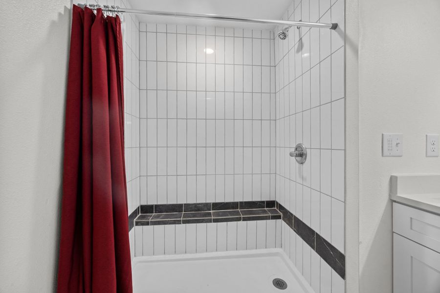 Large walk-in shower.