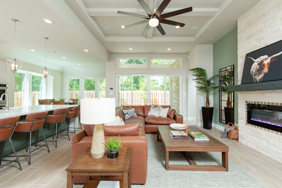 Furnished interior view inside a new home in Ellwood: Prestige Collection, Iowa Colony (Image 11).