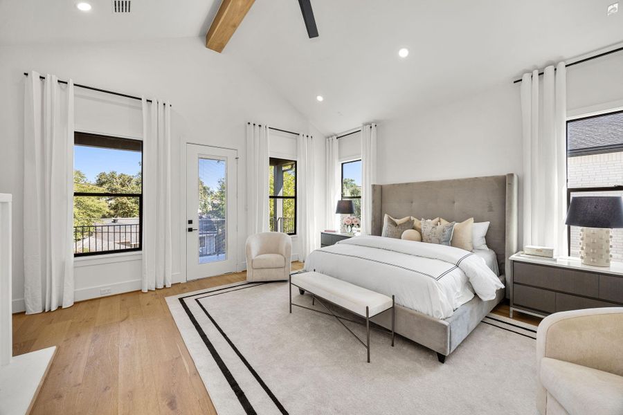 Primary Bedroom features wood floors, entrance to private 2nd floor balcony, Fire Place Hearth & stunning Bathroom & Walk-in closet. Primary Bedroom features wood floors, entrance to private 2nd floor balcony, Fire Place Hearth & stunning Bathroom & Walk-in closet.