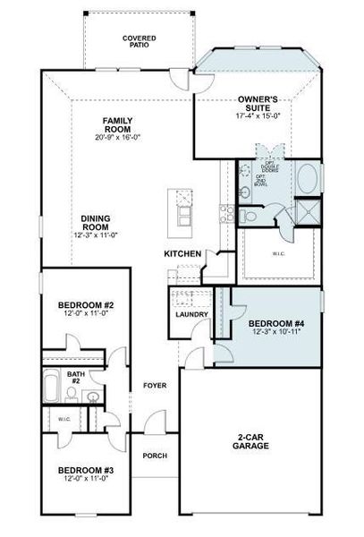 2D floor plan layout of this home in Hallimore Ranch, Rosenberg, TX (Image 4).