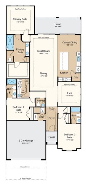 2D floor plan layout of this home in Esplanade at St. Marys, St. Marys, GA (Image 3).