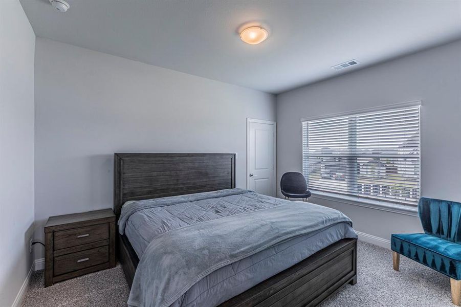 Carpeted bedroom with baseboards Carpeted bedroom with baseboards