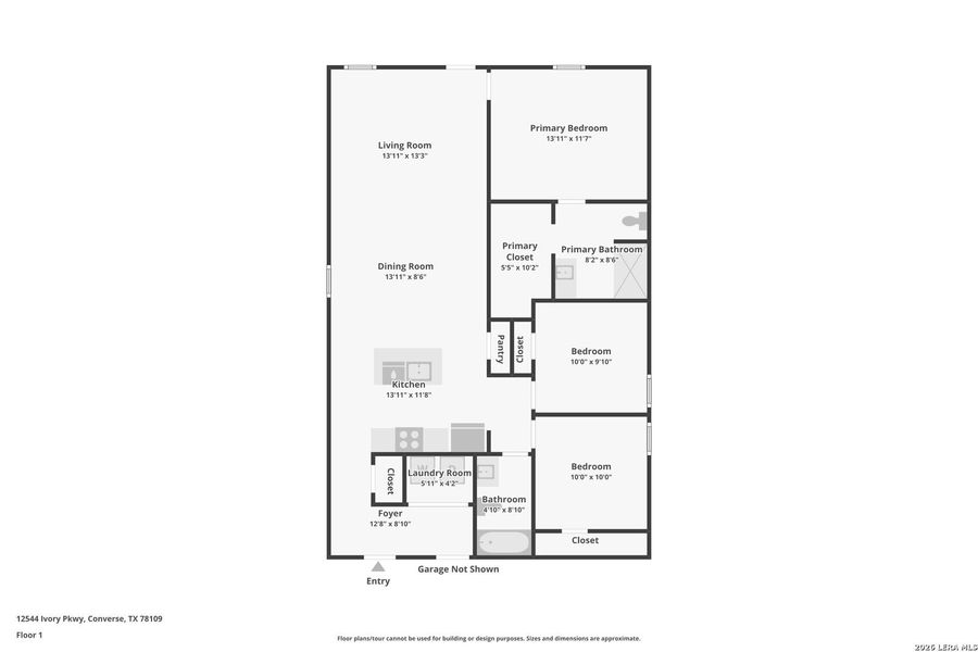 2D floor plan layout of this home in Avenida, Converse, TX (Image 2).