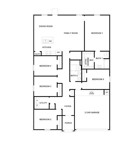 2D floor plan layout for the The Bailey by D.R. Horton in Carillon, Manor, TX (Image 3).