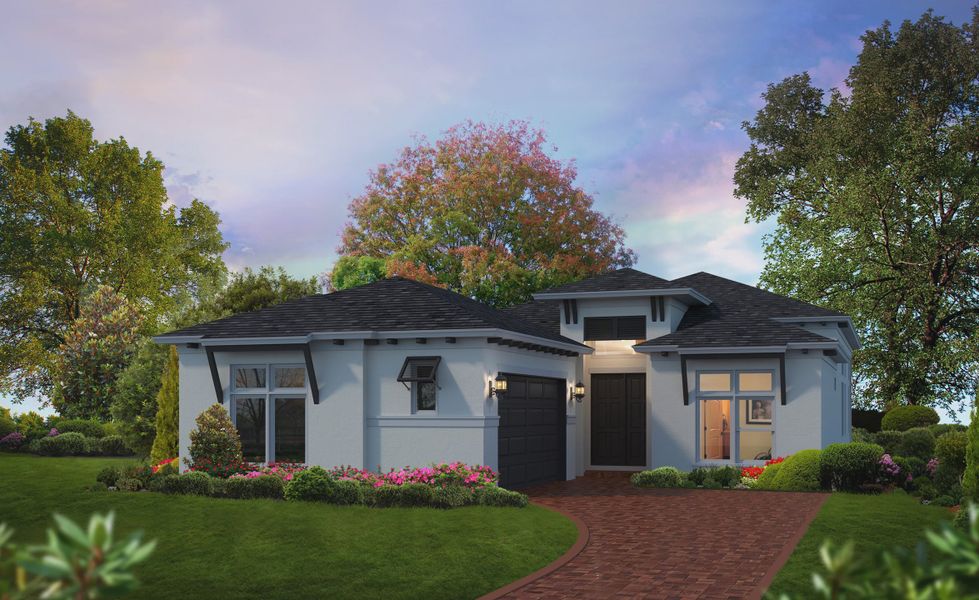 Representative exterior photo of a completed home built from the Nellie by ICI Homes in Oasis at Hammock Dunes, Palm Coast, FL (Image 2). Representative exterior photo of a completed home built from the Nellie by ICI Homes in Oasis at Hammock Dunes, Palm Coast, FL (Image 2).