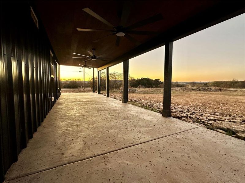 View of patio / terrace featuring a ceiling fan