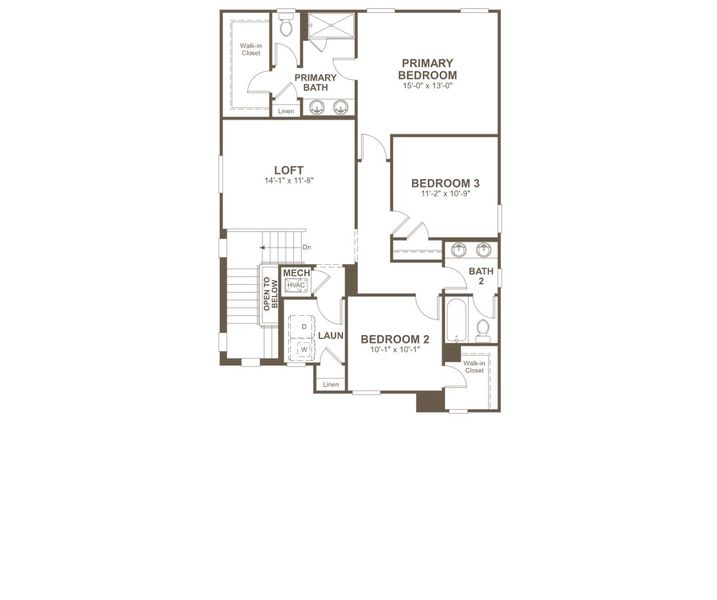 2D floor plan layout for the Palm by Richmond American Homes in Estates at Rivers Edge, Parrish, FL (Image 3).