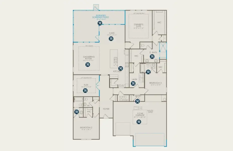 2D floor plan layout of this home in Midpoint at New Riverside, Bluffton, SC (Image 3).