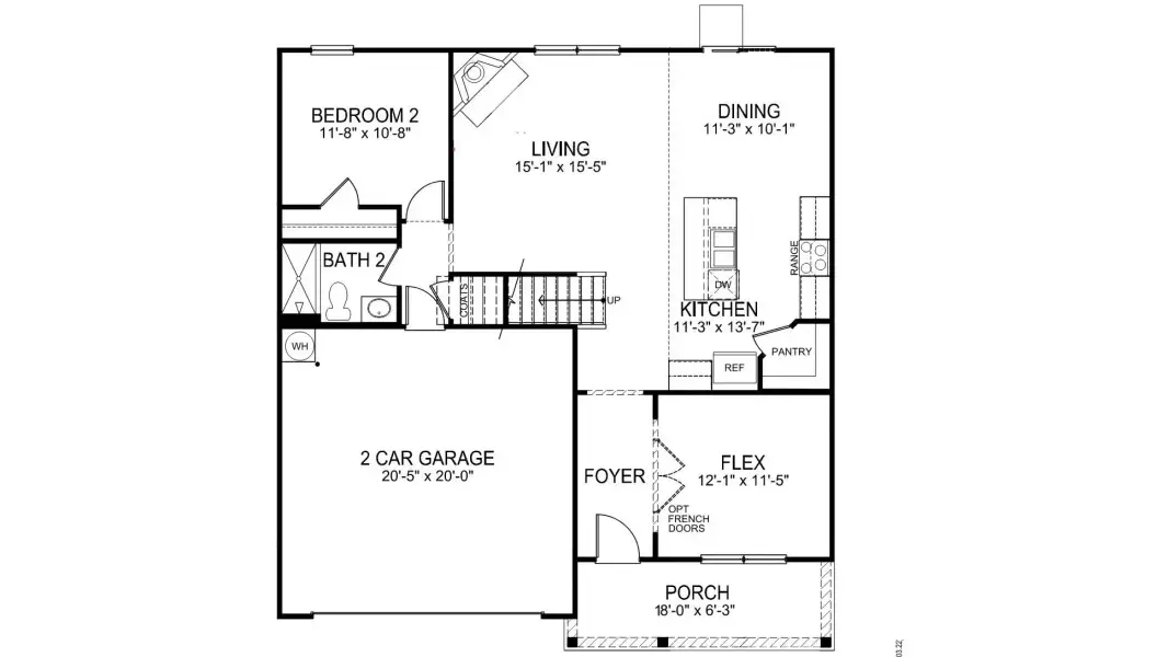 2D floor plan layout for the Hayden by D.R. Horton in Sweetwater Village, Rockwell, NC (Image 3). 2D floor plan layout for the Hayden by D.R. Horton in Sweetwater Village, Rockwell, NC (Image 3).