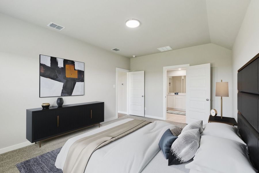 Primary Suite in the Harper home plan by Trophy Signature Homes – REPRESENTATIVE PHOTO