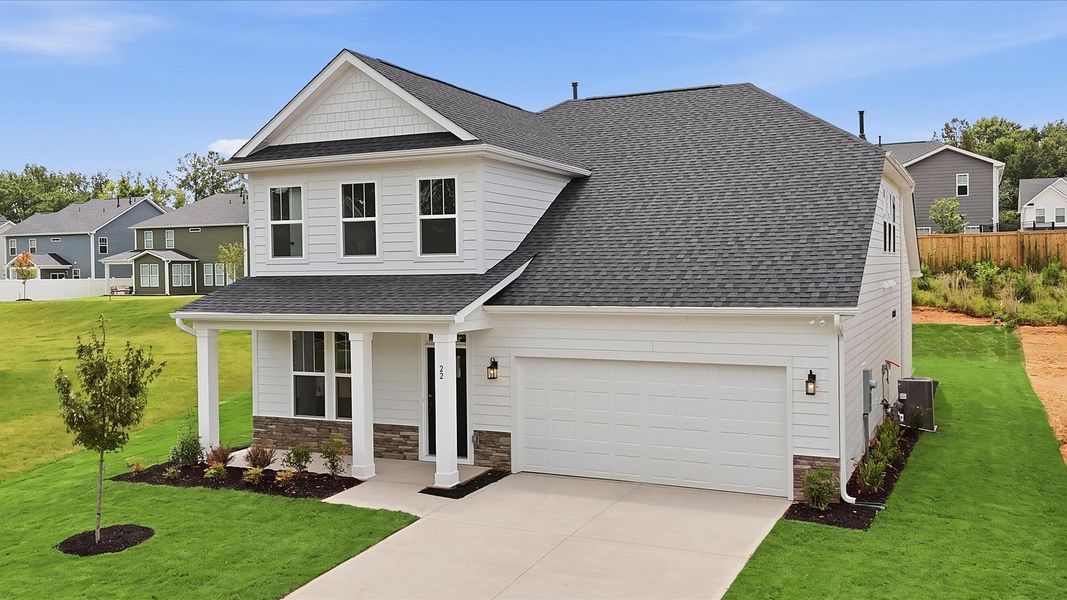 Front exterior of a new home in Creeks at Midway, Anderson, SC, highlighting curb appeal (Image 22).