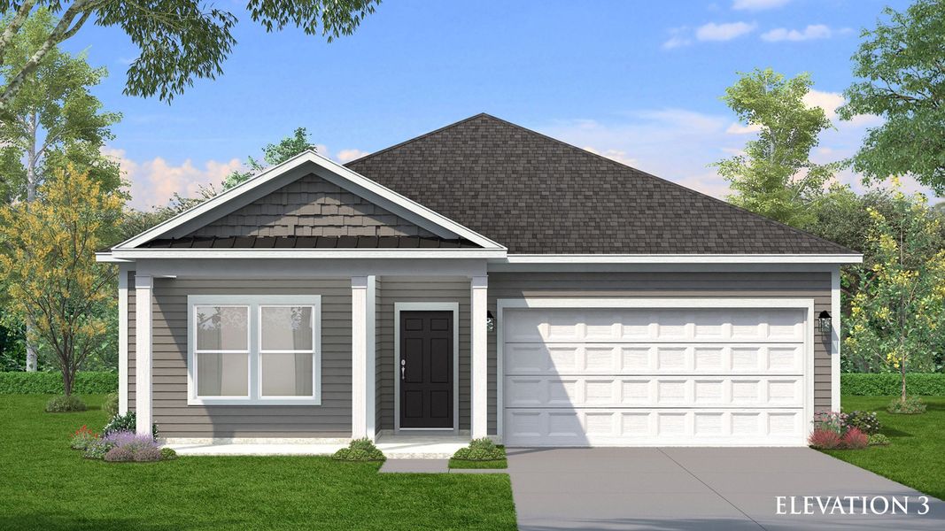 Representative exterior photo of a completed home built from the Avondale  III by DRB Homes in Bluffs at Sun Colony, Longs, SC (Image 6).