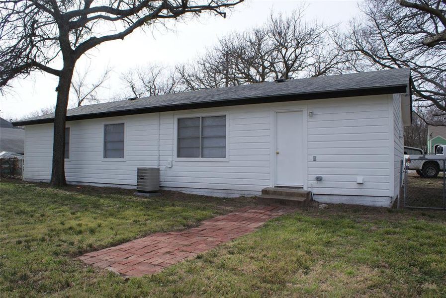 Up close view of rear of home.