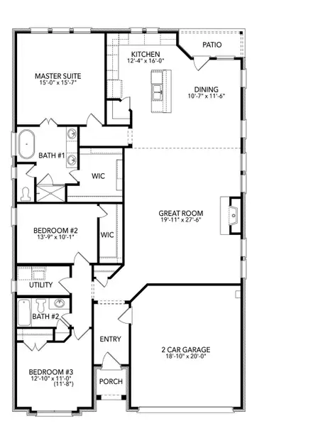 2D floor plan layout for the Ashstone by Sandlin Homes in Lakesong, Midlothian, TX (Image 3). 2D floor plan layout for the Ashstone by Sandlin Homes in Lakesong, Midlothian, TX (Image 3).
