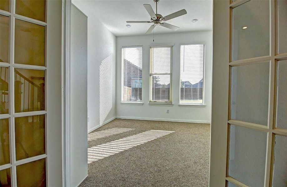 Office with double doors.