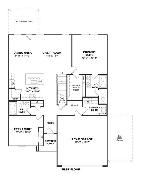 2D floor plan layout for the Sweet Pea by K. Hovnanian® Homes in Aspire at River Ranch Trails, Dayton, TX (Image 3). 2D floor plan layout for the Sweet Pea by K. Hovnanian® Homes in Aspire at River Ranch Trails, Dayton, TX (Image 3).