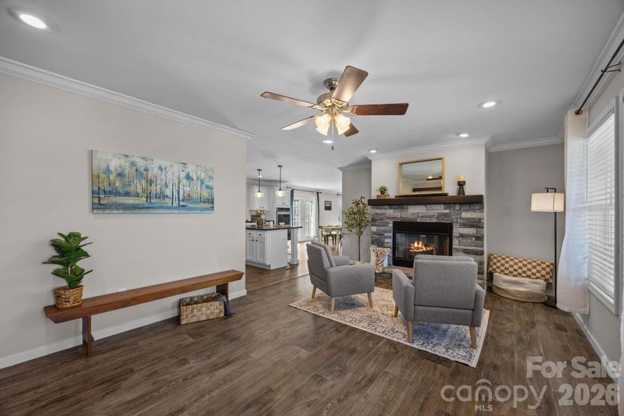 Entry Den with Fireplace