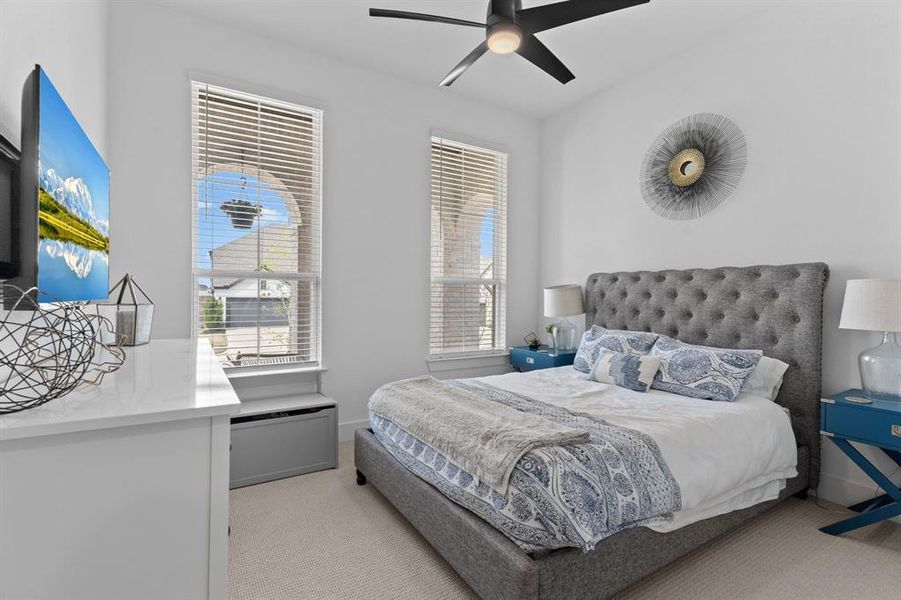 Pretty guest bedroom 2 is also secluded, with an adjacent full bath. Pretty guest bedroom 2 is also secluded, with an adjacent full bath.