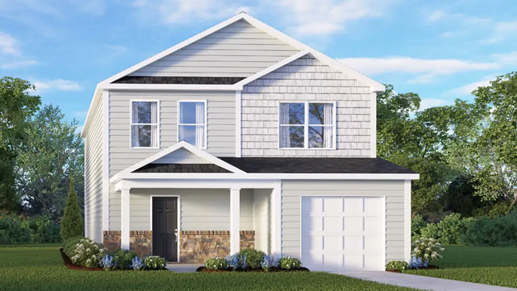 Front exterior of a new home in Hobbs Farm, Ayden, NC, highlighting curb appeal (Image 1). Front exterior of a new home in Hobbs Farm, Ayden, NC, highlighting curb appeal (Image 1).