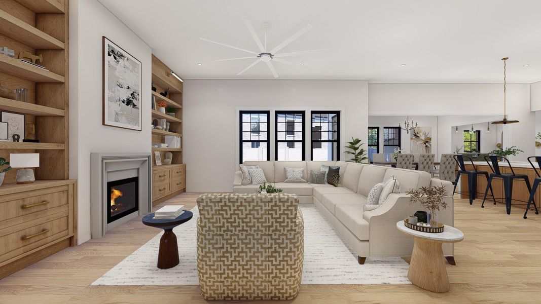 Living Room. These are Pre-Build Renderings, the home will vary from this photo.