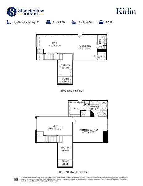 2D floor plan layout for the Kirlin by Stonehollow Homes in Meadow Vista, Anna, TX (Image 4).