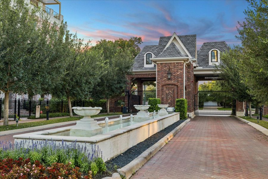 Beautiful gated access to Crain Square.