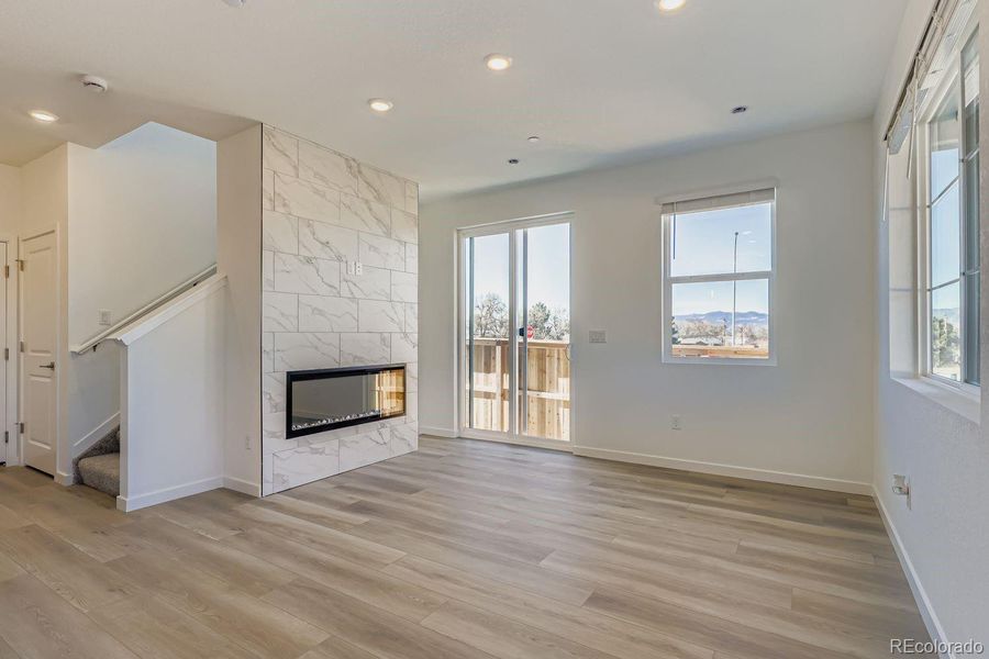 great room with private side yard and patio