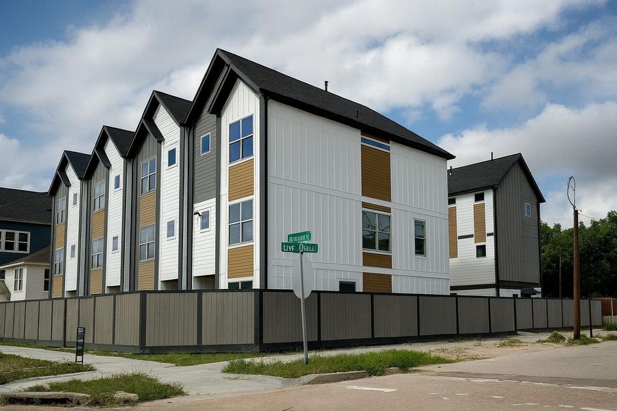 Front exterior of a new home in McGowen, Houston, TX, highlighting curb appeal (Image 24). Front exterior of a new home in McGowen, Houston, TX, highlighting curb appeal (Image 24).
