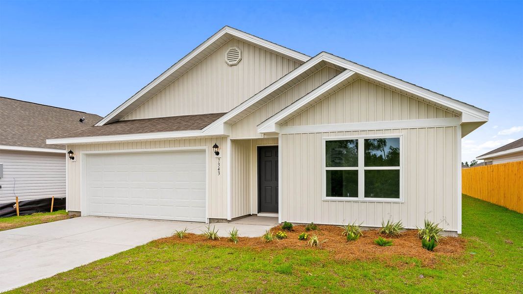 Front exterior of a new home in Morningside, Panama City, FL, highlighting curb appeal (Image 2). Front exterior of a new home in Morningside, Panama City, FL, highlighting curb appeal (Image 2).