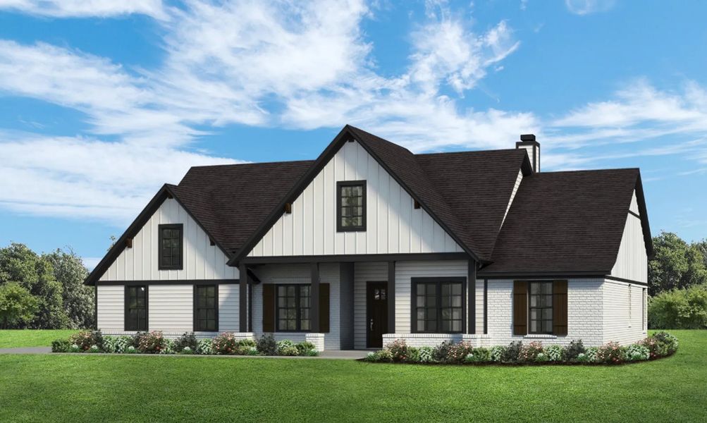 Representative exterior photo of a completed home built from the The Finley by Elmwood Custom Homes in Matthews Farm, Venus, TX (Image 9). Representative exterior photo of a completed home built from the The Finley by Elmwood Custom Homes in Matthews Farm, Venus, TX (Image 9).