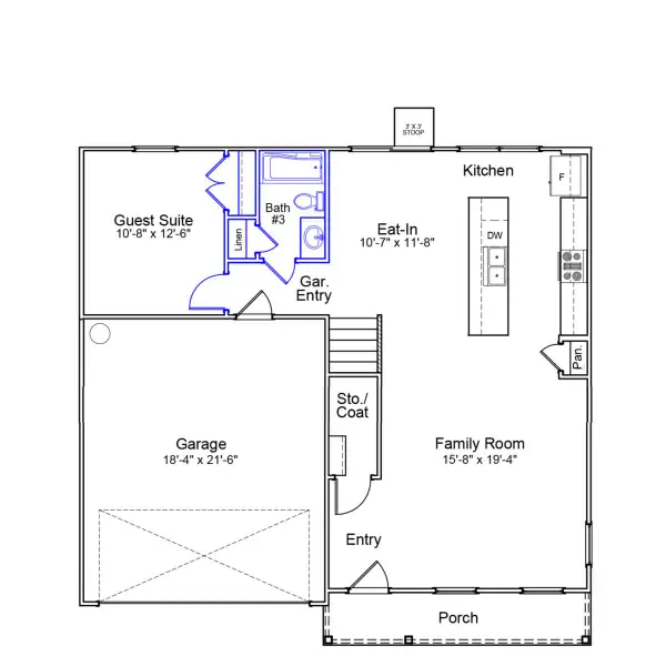 2D floor plan layout of this home in Langdon Preserve, Angier, NC (Image 2). 2D floor plan layout of this home in Langdon Preserve, Angier, NC (Image 2).