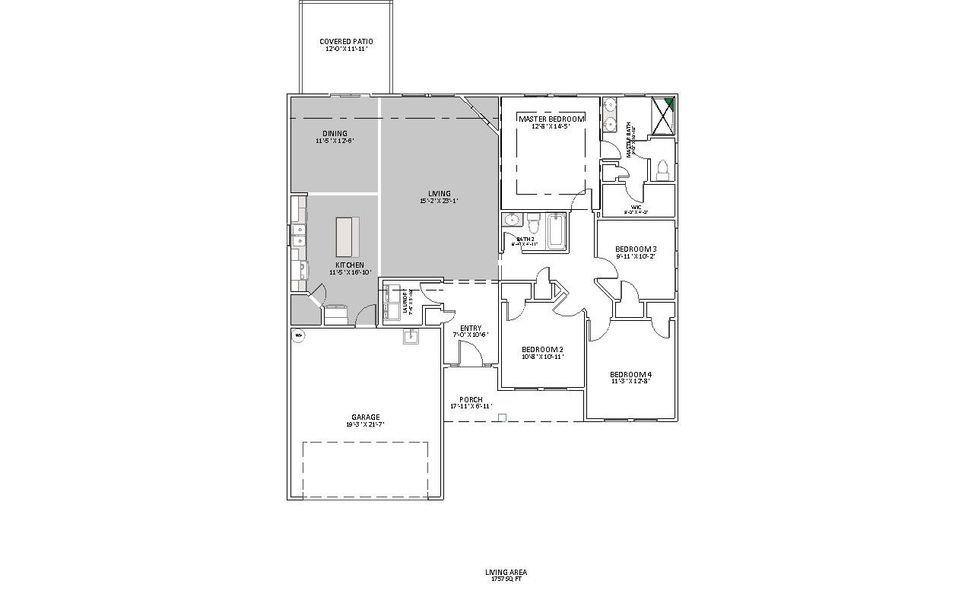2D floor plan layout for the Drayton by Enchanted Homes in Lonesome Dove, San Antonio, TX (Image 5).