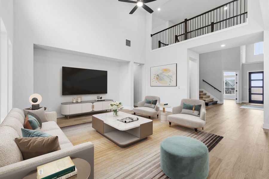 Open Concept Family Room - Virtually Staged