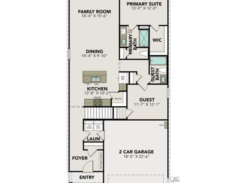 2D floor plan layout of this home in The Villages at WestPointe, Dayton, TX (Image 5).