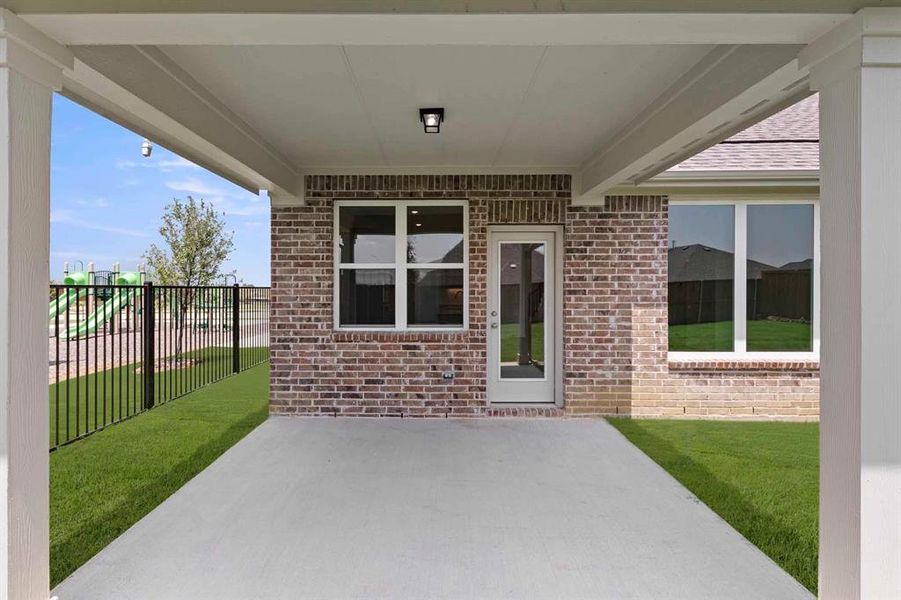 Exterior details and patio area of a home in Brookshire at Legacy Hills, Celina (Image 4). Exterior details and patio area of a home in Brookshire at Legacy Hills, Celina (Image 4).