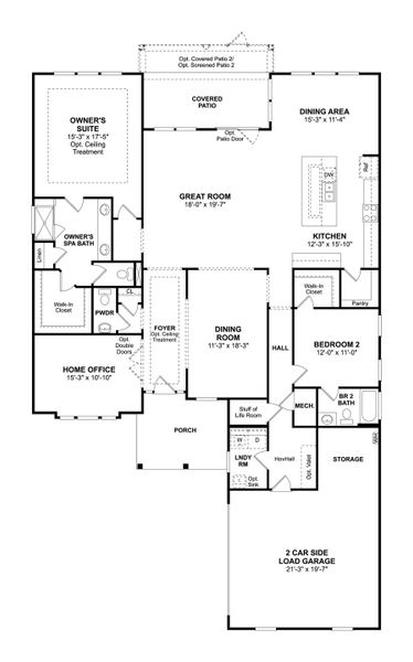 2D floor plan layout for the Ravenna by K. Hovnanian® Homes in K. Hovnanian's® Four Seasons at Carolina Oaks, Bluffton, SC (Image 3).